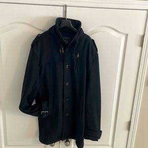 Buffalo David Bitton black mid length mid weight wool winter coat XXL light use